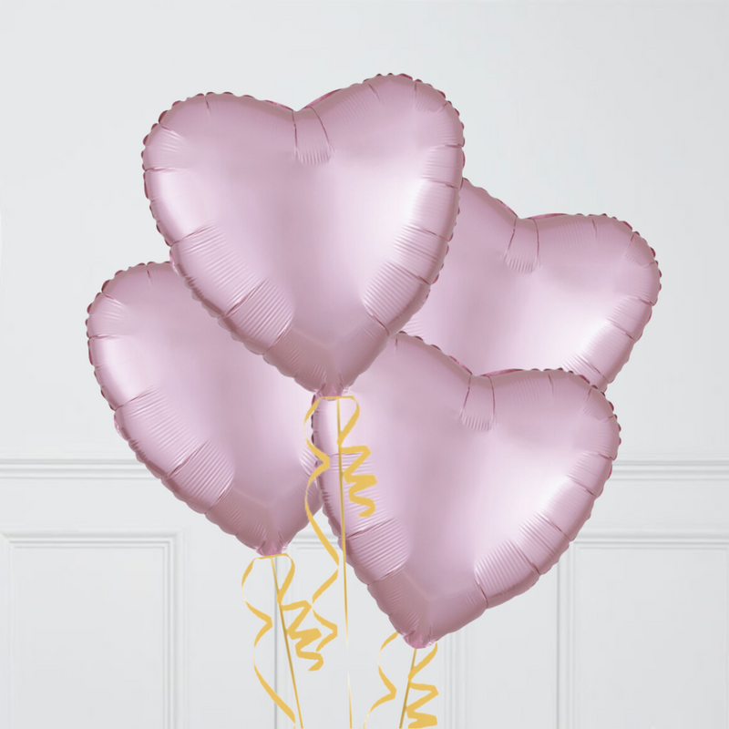 Baby Pink Hearts Inflated Foil Balloon Bunch