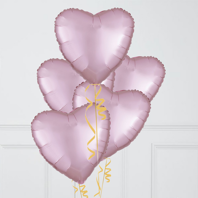 Baby Pink Hearts Inflated Foil Balloon Bunch