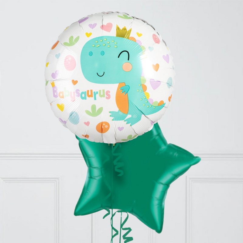 Babysaurus New Baby Dinosaur Inflated Foil Balloon Bunch