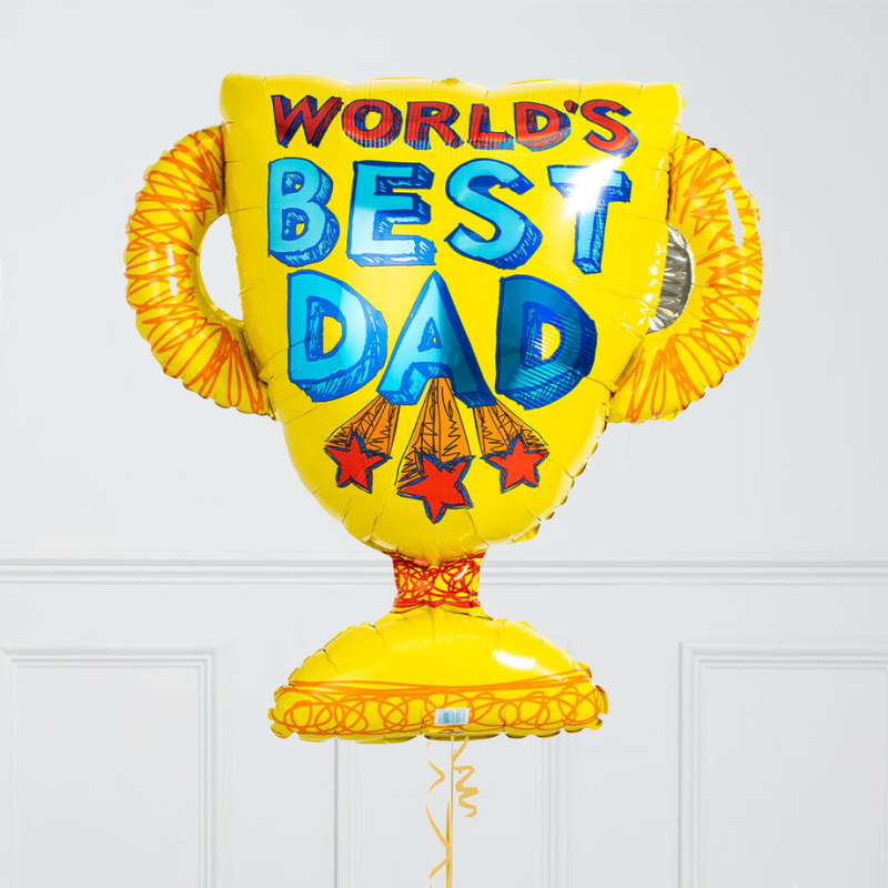 Best Dad Birthday Trophy Inflated Balloon Package