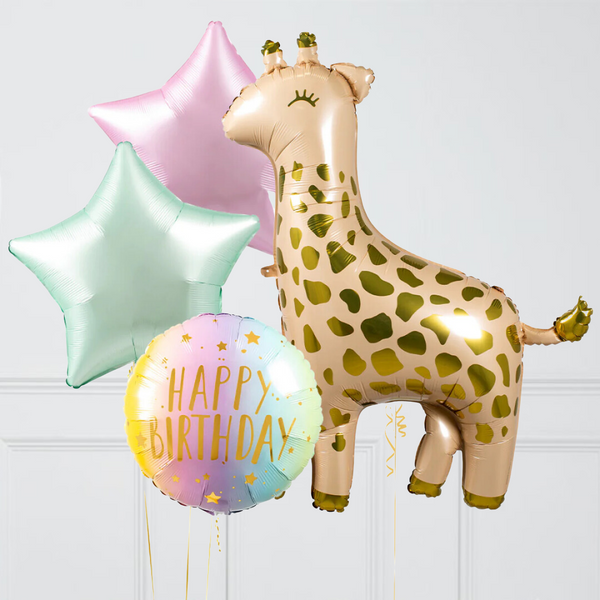 Birthday Giraffe Inflated Balloon Package