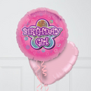 Birthday Girl Pink Hearts Inflated Foil Balloon Bunch