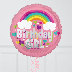 Birthday Girl Pink Rainbow Inflated Foil Balloon Bunch