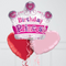 Birthday Princess Crown Hearts Inflated Foil Balloon Bunch