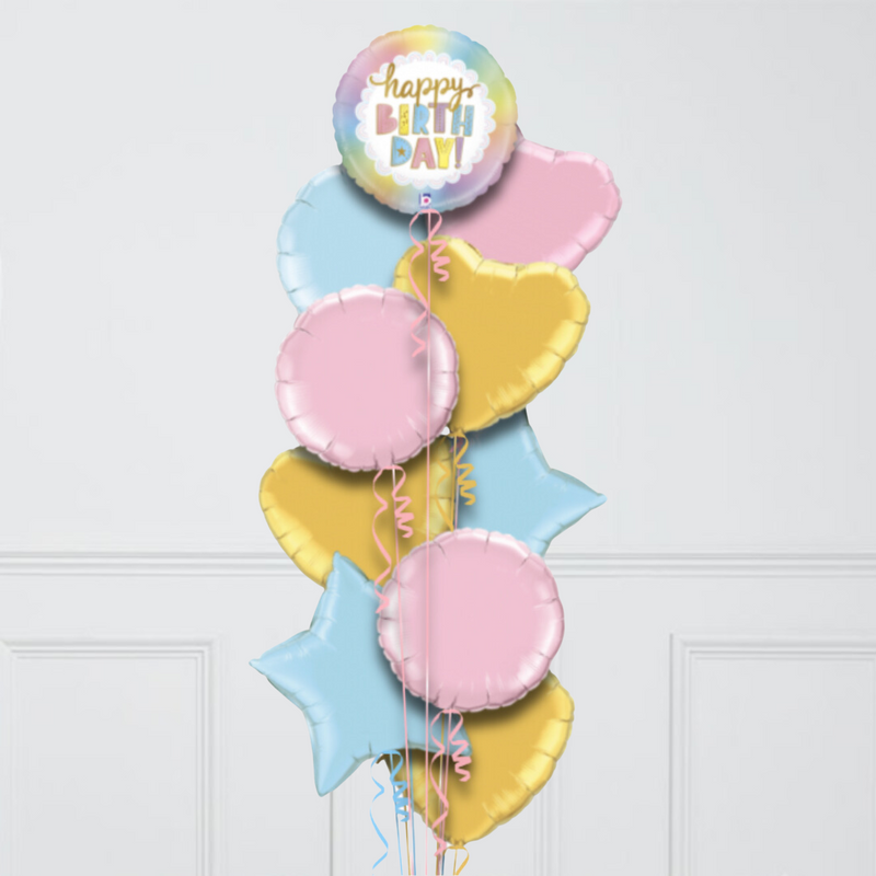Birthday Rainbow Holographic Inflated Foil Balloon Bunch