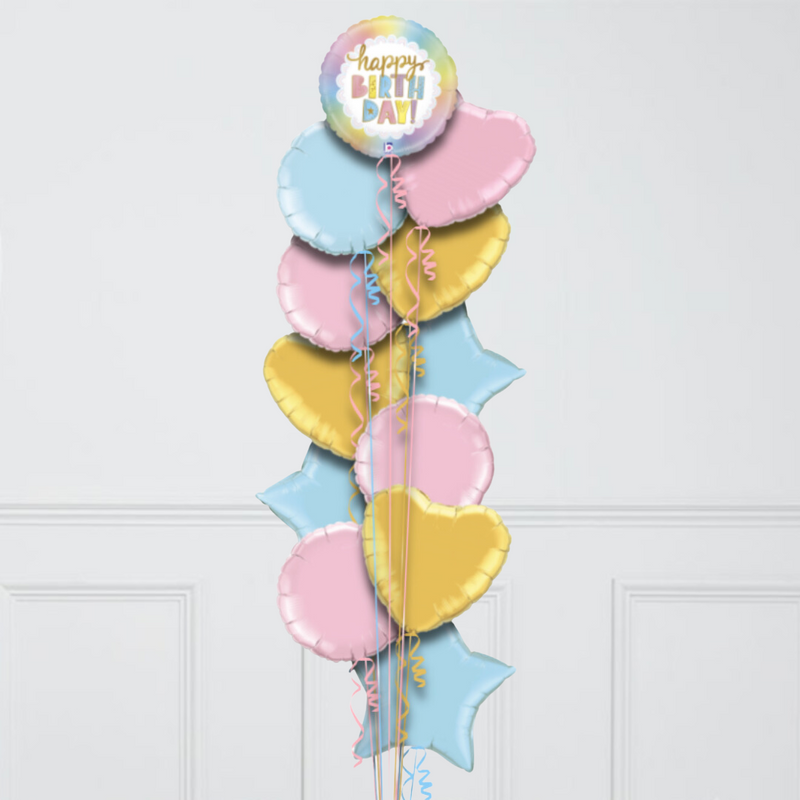 Birthday Rainbow Holographic Inflated Foil Balloon Bunch