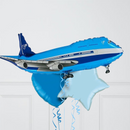 Blue Aerplane Inflated Balloon Bunch