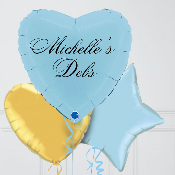 Blue Personalised Debs Heart Inflated Foil Balloon Bunch