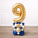 Personalised Gold & Navy Inflated Number Balloon Stack
