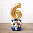 Personalised Gold & Navy Inflated Number Balloon Stack