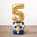 Personalised Gold & Navy Inflated Number Balloon Stack