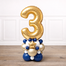 Personalised Gold & Navy Inflated Number Balloon Stack
