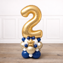 Personalised Gold & Navy Inflated Number Balloon Stack