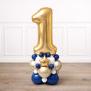 Personalised Gold & Navy Inflated Number Balloon Stack