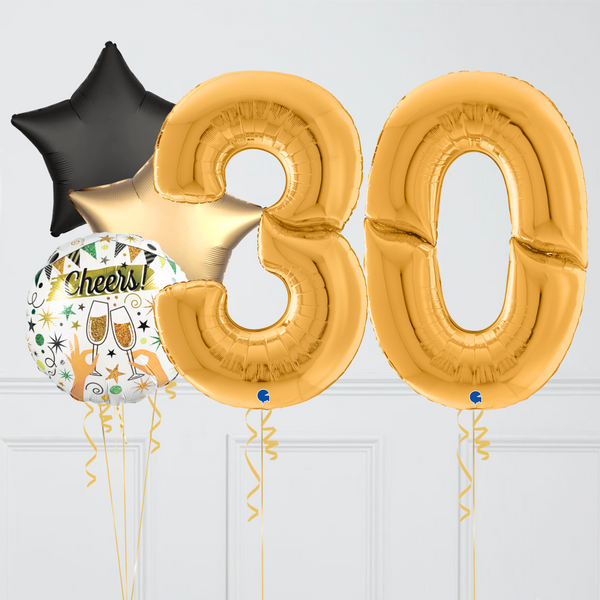 Cheers Gold Birthday Balloon Numbers