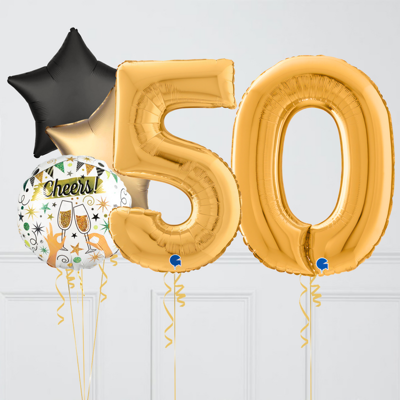 Cheers Gold Birthday Balloon Numbers