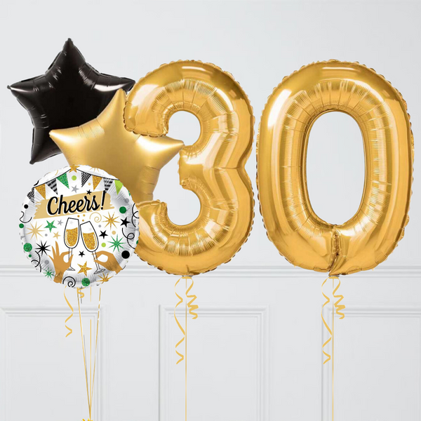 Cheers Gold Birthday Balloon Numbers