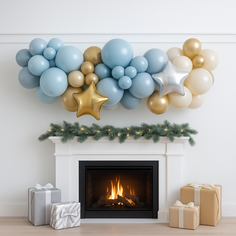 Christmas Blue Party Inflated Balloon Garland
