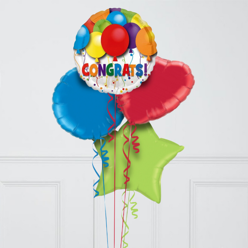 Congrats Celebrate Stars Inflated Foil Balloon Bunch