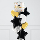 Congrats Grad Gold & Black Inflated Foil Balloon Bunch