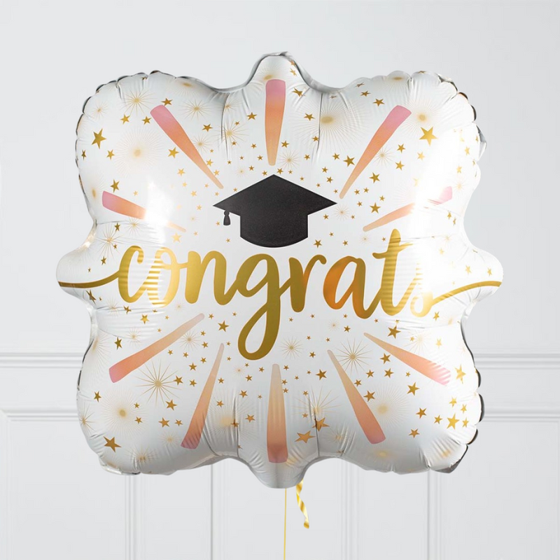 Congrats Grad Gold & Black Inflated Foil Balloon Bunch – BalloonFactory.ie