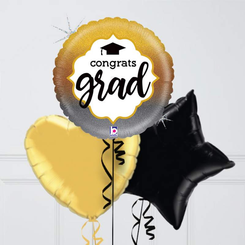 Congratulations on Graduating Gold Inflated Foil Balloon Bunch