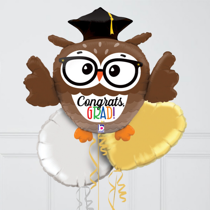 Congratulations on Graduating Owl Inflated Foil Balloon Bunch