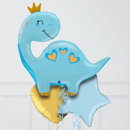 Cute Blue Dinosaur Inflated Foil Balloon Bunch