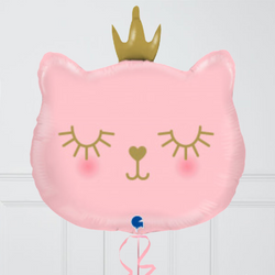 Cute Pink Kitten Inflated Foil Balloon Bunch
