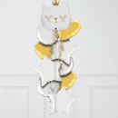 Cute White Kitten Inflated Foil Balloon Bunch