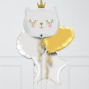 Cute White Kitten Inflated Foil Balloon Bunch