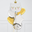 Cute White Kitten Inflated Foil Balloon Bunch