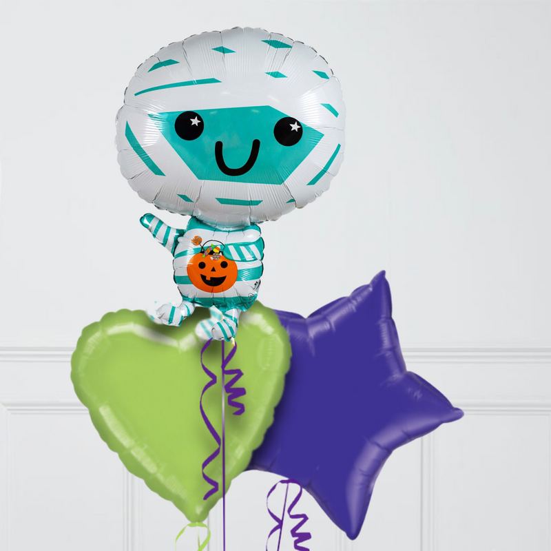 Cutie Mummy Halloween Stars Inflated Foil Balloon Bunch