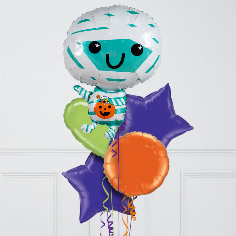 Cutie Mummy Halloween Stars Inflated Foil Balloon Bunch