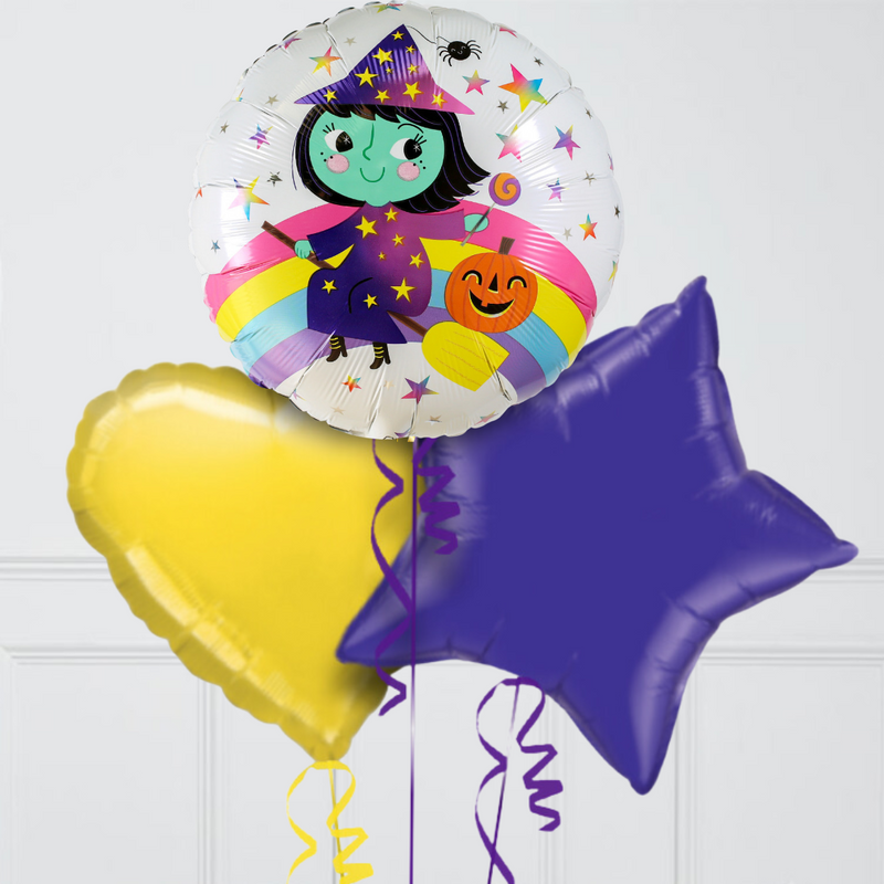 Cute Witch Halloween Foil Balloon Bunch