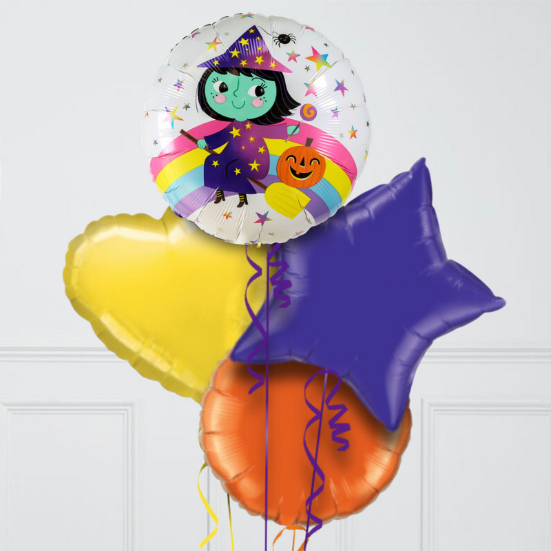 Cute Witch Halloween Foil Balloon Bunch