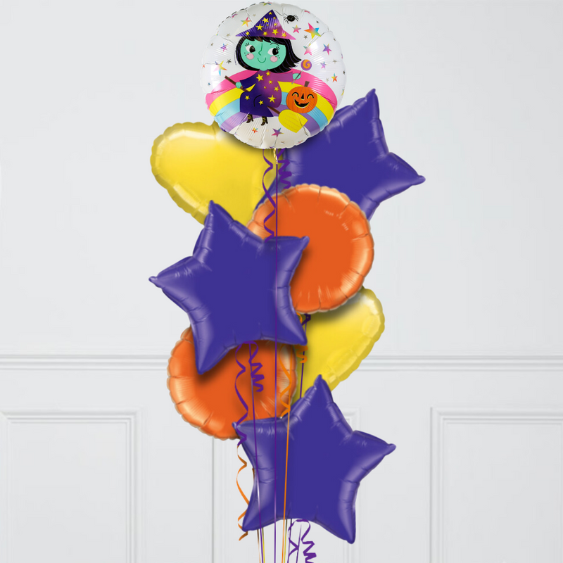 Cute Witch Halloween Foil Balloon Bunch