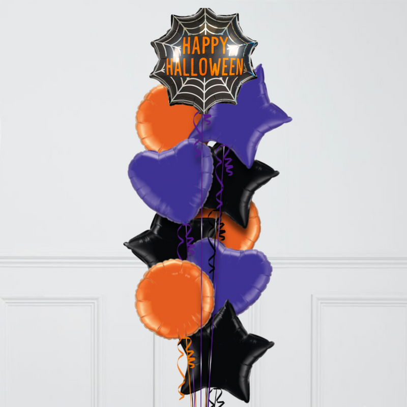 Cutie Spider Web Halloween Stars Inflated Foil Balloon Bunch