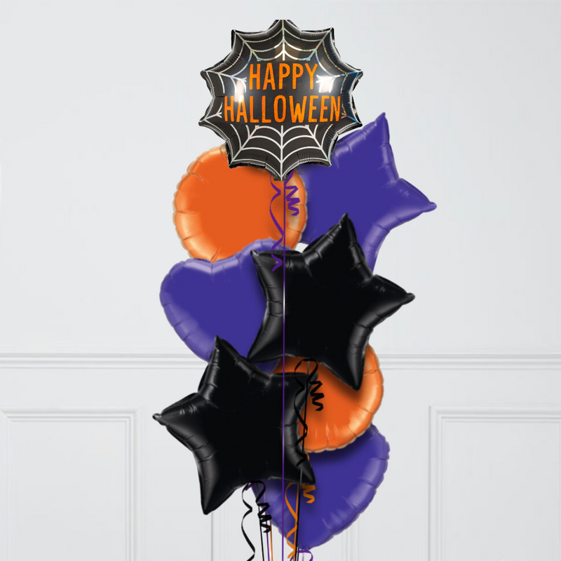 Cutie Spider Web Halloween Stars Inflated Foil Balloon Bunch