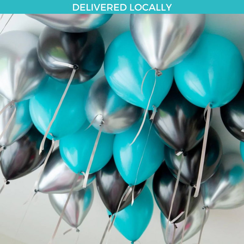 Turquoise Chrome Helium Ceiling Balloon
