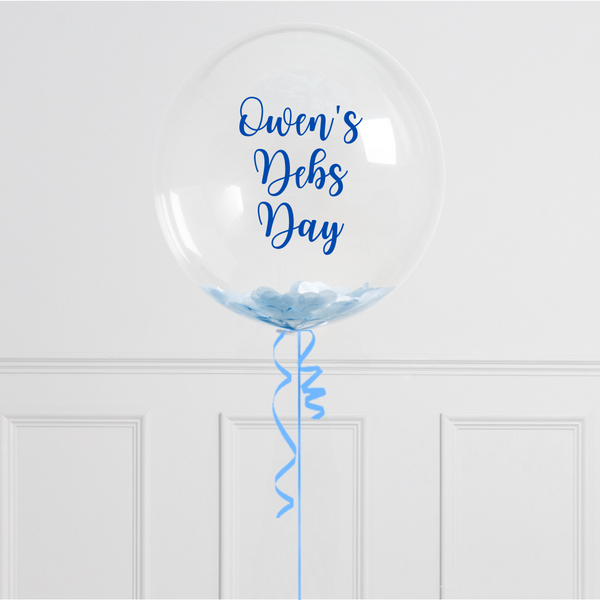 Debs Personalised Blue Confetti Bubble Balloon