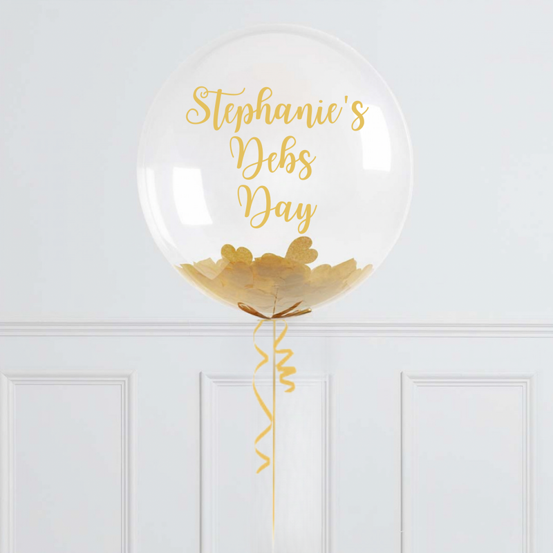 Debs Personalised Gold Confetti Bubble Balloon