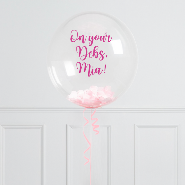Debs Personalised Pink Confetti Bubble Balloon