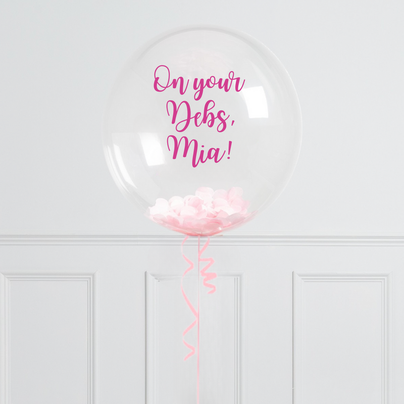 Debs Personalised Pink Confetti Bubble Balloon
