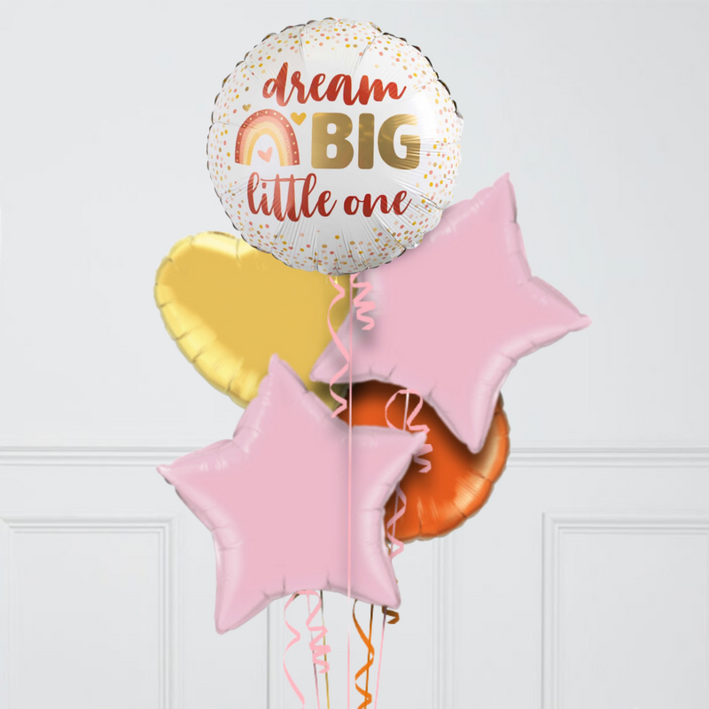 Dream Big Little One Star Inflated Foil Balloon Bunch