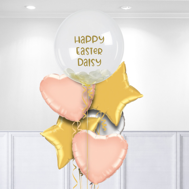 Personalised Happy Easter Pastel Confetti Bubble Balloon