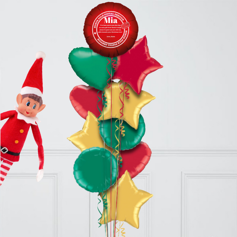 Elf On The Shelf Personalised Inflated Christmas Balloon Bunch