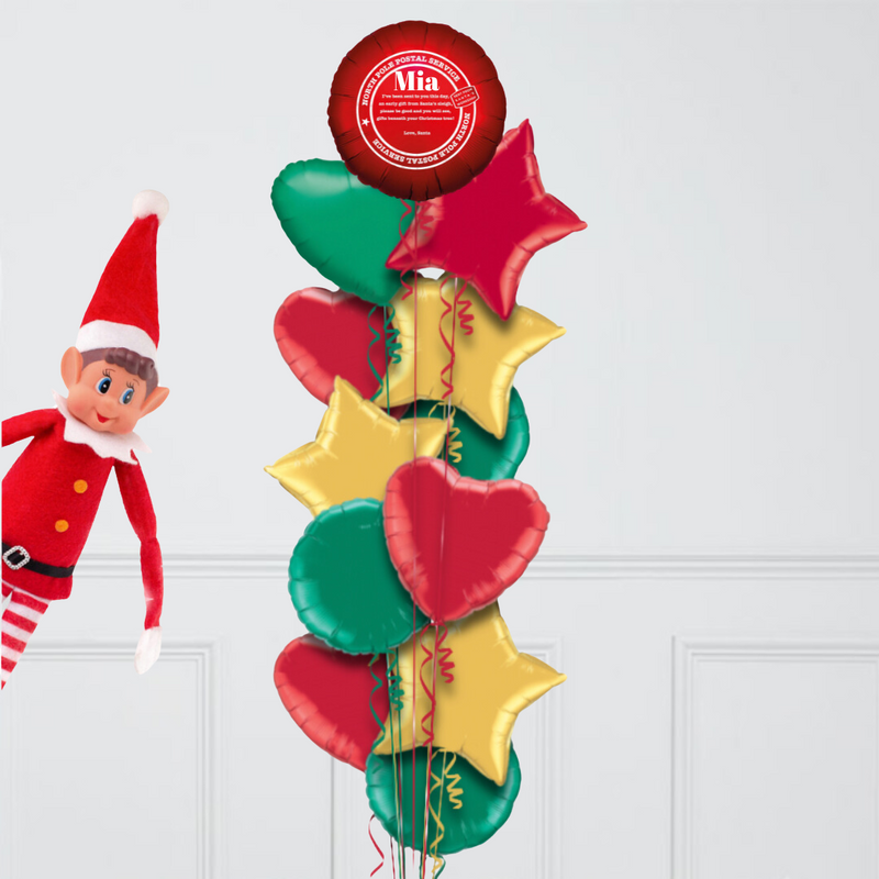 Elf On The Shelf Personalised Inflated Christmas Balloon Bunch