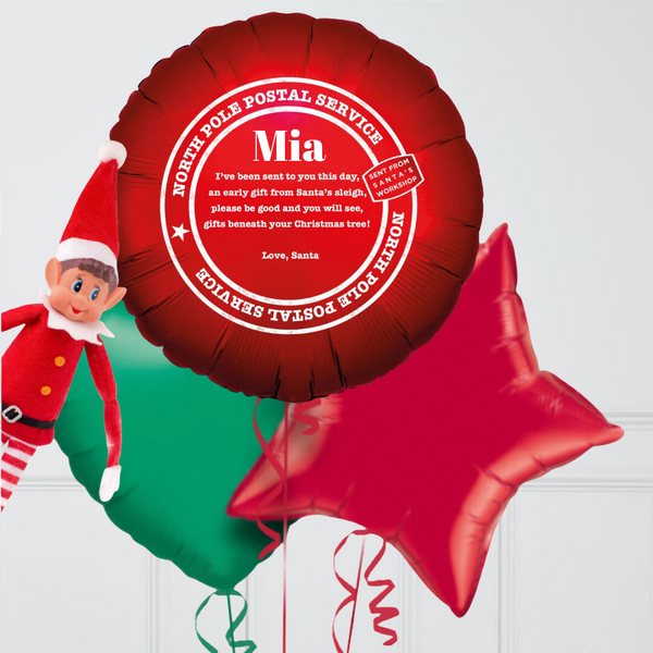 Elf On The Shelf Personalised Inflated Christmas Balloon Bunch