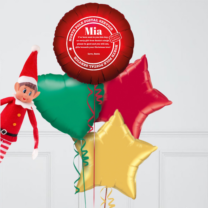 Elf On The Shelf Personalised Inflated Christmas Balloon Bunch